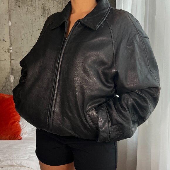 men’s vintage perry ellis portfolio black bomber jacket